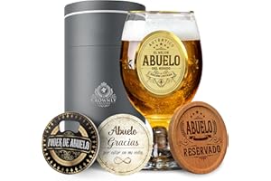 CROWNLY CRYSTAL® Copa De Cerveza Personalizada - Regalo Para Abuelo, Cumpleaños, Aniversario - Regalos Originales Para Hombre