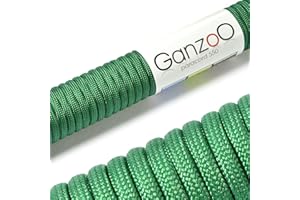 Ganzoo Paracord 550 linka trawiasta zielona 4 mm typ 3, nylon i poliester, idealna do majsterkowania smyczy dla psa, obroży, na kemping, survival, do aktywności na świeżym powietrzu, 30 m, linka