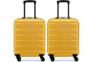 Flight Knight Suitcase Set of 2 Travel Carry-Ons Lightweight Luggage 4 Wheel ABS Hard Shell Ryanair Cabin Bags 55 x 40 x 20 (Priority) Small Suitcase Approved for Over 60 Airlines- easyJet, Jet2