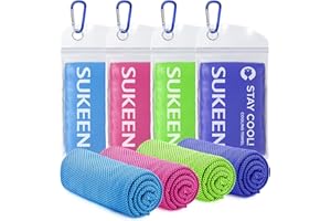 Sukeen Serviettes Rafraîchissantes (101,6 x 30,5 cm), en Microfibre, Douces et Respirantes pour Yoga, Golf, Gym, Camping, Course, entraînement et Plus d'activités