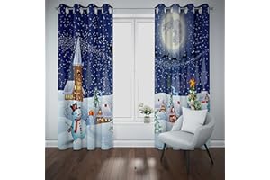 MUZHILI Christmas Curtains for Bedroom Living Room Santa Claus Deer Snowman Printed Curtains for Kids Boys Girls Xmas Windows Drapes Festival Decor Room Decoration (W117cm (46") x D183cm (72"))