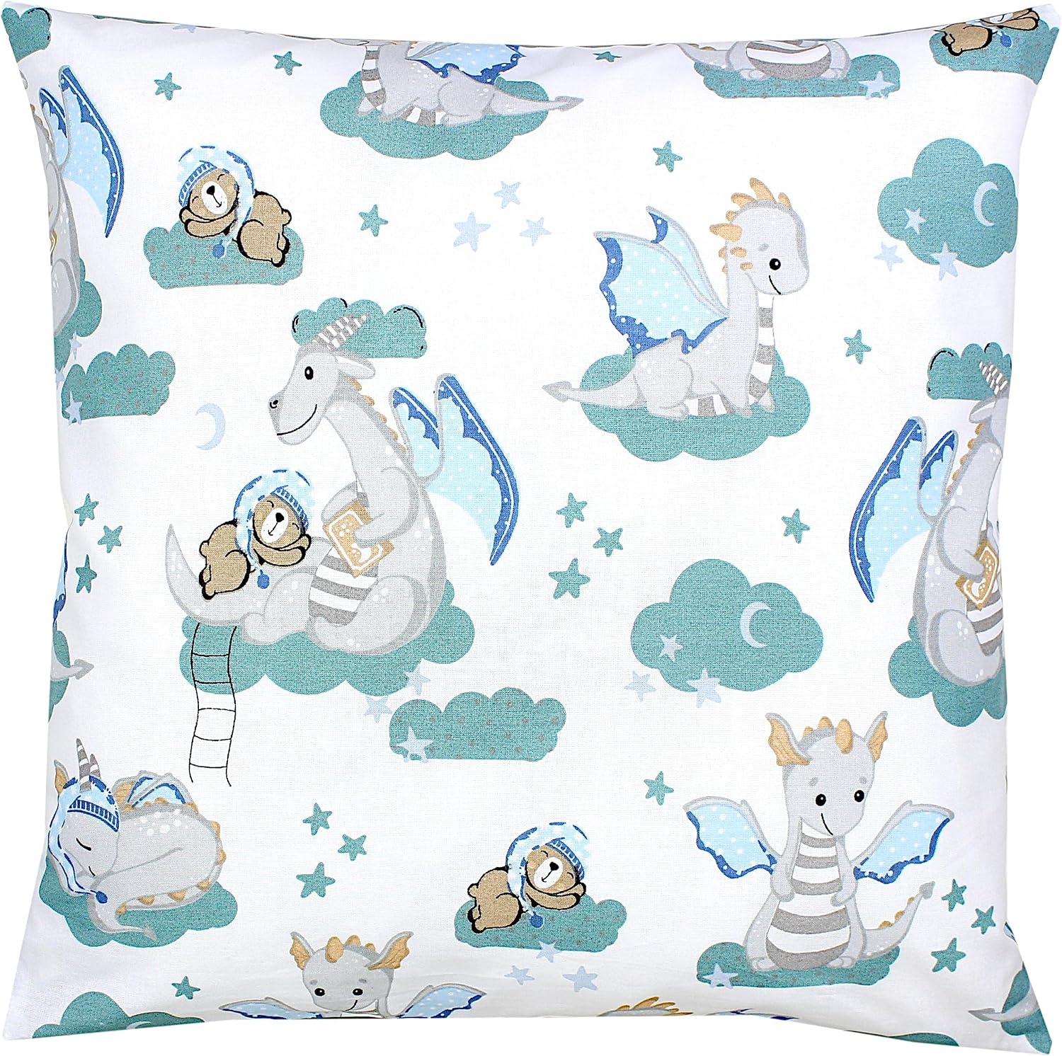 TupTam Funda para Cojin con Diseño Decorativo para Niños, Oso Dino Verde Gris, 40 x 80 cm