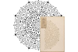 NAKLEO Grand Pochoir de Peinture Mandala, Diamètre 56 cm, Réutilisable Pochoir de Glamour Mandala, Modèle en Plastique pour Artisanat DIY, Motif Géométrique pour Peinture, Mur Sol Bois Tissu Meuble