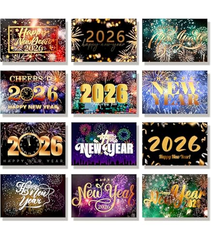 Fancy Land 2025 Happy New Year Cards With Envelopes Nature Holiday Greeting Cards