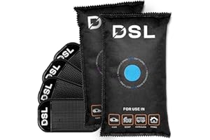 DSL PRODUCTS DSL Reusable Car Dehumidifier Bags 2 Pack x 1kg – Microwave Reactivated Dehumidifier Bags with 4 Anti-Slip Pads – Moisture Fog Absorber & Condensation Remover for Cars, Vans, Caravans & Home