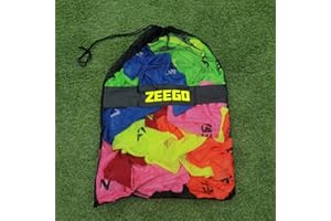 ZEEGO Football Training Bib Carry Bag, Lightweight Vest Carry Bag, Ideal for Football, Rugby, Basketball, Gym, Sports | Black, Fluro Pink, & Fluro Yellow