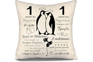 Aosumin 1 Anno da Signor Perfetto 1 Anno da Signora Sempre nel Giusto Regalo Anniversario di Matrimonio Copricuscini per Coppia Marito Moglie Felice Anniversario di Matrimonio(1-b)