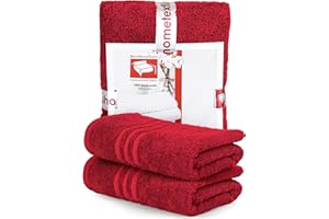‎DECOHOMETEXTIL HEIMTEXTILMANUFAKTUR DecoHomeTextil Handtuch-Set 2 Handtücher 50 x 100 cm in Bordeauxrot aus 100% Baumwolle, hochwertig, kuschelweich und saugstark