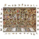 WePuzzleUp Ahşap Puzzle Yetişkin - Sistina Şapeli - 450 Par&ccedil;a, 29 x 39 cm - Yapıştırıcı Folyo Dahil - Benzersiz Şekilli Par&ccedil;a
