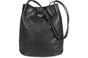 Mabel London - Borsa a tracolla da donna, in morbida pelle vegana, modello Hobo Bucket