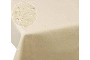 Laneetal Mantel para Mesa de jardín Lino Rectangular Resistente al Calor Polvo y Moho 130x260cm 100% Buenacalidad poliéster para Exterior Cocina Balcón Champán