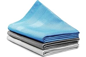 Kemes Lot de 3 chiffons en microfibre sans traces - Chiffon magique en microfibre - 60 cm x 40 cm - Pour fenêtre - Sans détergent (automne)