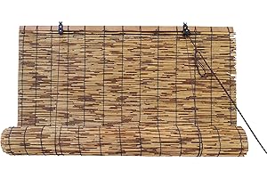 COMERCIAL CANDELA FELPUDOS Y ALFOMBRAS Estores de Bambú Cortina de Madera Natural | Persiana Enrollable para Ventanas (Bambú Oscuro, 150x200cm)