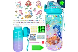 Wbesty Decorate Your Own Water Bottle Kits for Girls Age 4-12, Mermaids Diamond Painting with Star Glow in The Dark, Arts and Crafts Gifts for Girls Birthday Christmas(Mermaid)