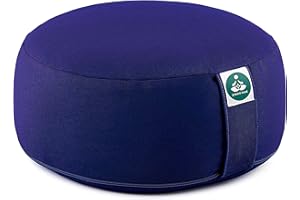 Present Mind - Cuscino rotondo da meditazione, lavabile, con imbottitura in grano saraceno, altezza di seduta di 16 cm