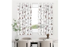 HOMEYA - Cortina Cocina Translúcida 140x220cm - Visillo Transparente Estampado para Ventana, Marco de Puerta - 1 Unidad