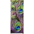 Psychedelic Collection Abstract Decorative Beautiful Peacock Feathers Extra lardge Fridge Sticker for Fridge Decor Double Single Door Decorative Fridge Sticker (PVC Vinyl, Multicolor, 60 cm X 160 cm)
