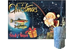 Mega Fishing MF Angler Adventskalender - Hecht & Zander oder Forelle & Barsch Spinfischer Angel Raubfisch Weihnachtskalender + Multifunktions Schal im passenden Zielfisch Design