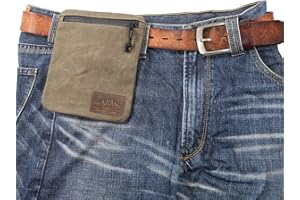 diodrio Belt Zipper Pouches for Men Women Compact EDC Pouch, YKK Zipper, Anti-Theft Pickpocket Proof Safety Wallets, Waist Pack for Traveling Hiking, Water Resistant, Tough Waxed Canvas, Olive