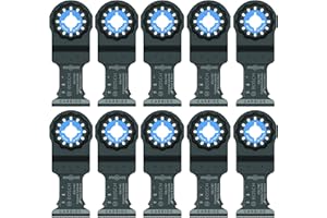 BOSCH Starlock OSL114C-10 Lot de 10 lames de coupe plongeantes pour outils multifonctions oscillants en métal et plus carbure pour couper la barre de fer, le métal, le bois avec clous, cloison sèche