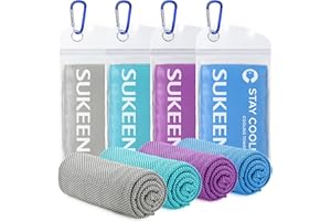 Sukeen Asciugamano refrigerante 4 pezzi (100 x 30 cm) – rinfrescante fitness, palestra, golf, yoga, asciugamano sportivo per collo e viso – Cooling Towel