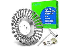 I-LEFANTE i-LEFNATE Brosse anti-mauvaises herbes pour débroussailleuse - Brosse ronde pour débroussailleuse - 200 x 25,4 mm - Brosse métallique en forme de cône pour enlever facilement les mauvaises herbes et
