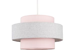 MiniSun | Modern Ceiling Light Shade in a Pink and Grey Herringbone Finish | Pendant Lights, Home Décor & Improvement Essential | Includes 10W GLS Bulb [3000K Warm White]