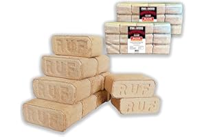 PINI Briquettes de bois 100 % hêtre dur RUF cheminée, poêle, barbecue, foyer, bois de chauffage, 20 kg