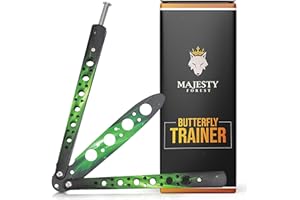 MAJESTY FOREST® Butterfly Trainer Gamma with E-Book for Learning Tricks - Legal Balisong Knife with Blunt Blade as a Training Knife