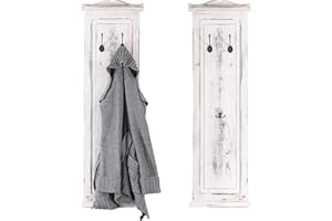 Mendler Serie Vintage Set 2X Appendiabiti attaccapanni Legno paulonia 6x32x109cm - Bianco