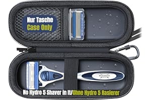 Woollo Funda de poliuretano compatible con Wilkinson Sword – Hydro 5 afeitadora y maquinilla de afeitar sensible para hombres portátil dura funda de viaje (solo bolsillo vacío)
