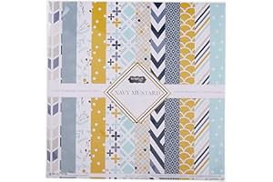 Scrapbook Customs Themed Paper Scrapbook Kit, Navy Mustard