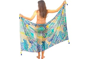 MANDALA LIFE ART Pareo Da Spiaggia Donna Lungo Grande Cottone Nappa Sarong Boho Xxl Copricostume Mare Bikibi Cover Up Tunica Sclarpa Gonna Decorazione Murale Arazzo Da Parete 180X120Cm Rayon Fatto In India