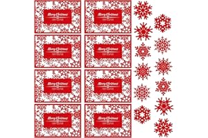 KAHEIGN Świąteczne podkładki pod talerze z podstawkami, "Merry Christmas" i "Happy New Year", filcowe podkładki stołowe z podstawkami w kształcie płatka śniegu, do dekoracji domu, na imprezę, 35 x 25