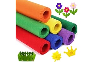 ZAIONE Felt Fabric Sheets Bundle: Stiff 7 Rolls 21cm x 90cm Assorted Color Craft Fabric for DIY Craftwork Sewing Patchwork (Rainbow Color Series)