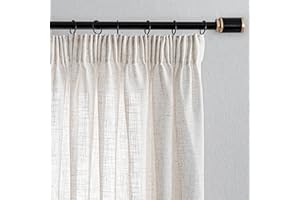 MYSKY HOME Gardinen mit Kräuselband Leinen Vorhänge Wohnzimmer Gardine Leinenoptik für Schienensystem 2er Set H 245 x B 140 cm Curtains für Kinderzimmer Moderne Natur Vorhang, Leinenfarbe