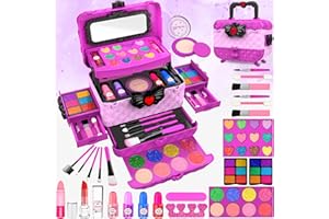 FHNSEL Kinderschminke Schminkkoffer Mädchen Schminke Spielzeug, 54 PCS Waschbar Schminke Kinder Make Up Set Mädchen Spielzeug,Geburtstags Geschenke Spielzeug für ab 3 4 5 6 7 8 9 10 11 12 Jahre Mädchen