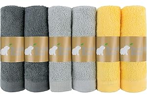 Budding Bear Asciugamani per bambini in bambù (confezione da 6), 100% cotone biologico e bambù, ipoallergenici e assorbenti per pelli sensibili, senza sostanze chimiche e plastica, unisex, multicolore