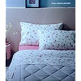 Zucchi - Completo Letto Flanella Matrimoniale Sweetness cm. 240x290 sotto c/Angoli cm. 175x200 + 2 federe col. B1 Blu. Tessut