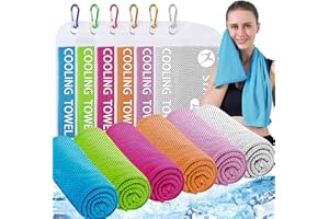 JAPIOR 6 Pack Cooling towels for Neck and Face(40"x12"),Microfiber Cooling Towels,Soft Breathable chilly cooling neck towels rags cooling neck wraps sweat towel for sports,gym,yoga,workout,running,camping