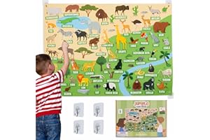 BONNYCO Lavagna di Feltro con 116 Figure di Animali della Giungla. Giochi Montessori e Regalo Compleanno Bambini dai 3-8 Anni. Pannello Sensoriale per Autismo, Giocattoli Educativi