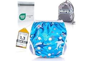 ‎NEUFELD NEUFELD® Schwimmwindel Baby (inkl. GRATIS Tasche & E-Book) - Wiederverwendbare Schwimmwindel 2 Jahre - Baby Schwimmwindel (Gr. S, blau)