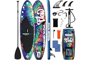 SereneLife Stand Up Paddling Board Set – SUP Board Aufblasbar mit Paddel, Pumpe, Leine, Finne, Rucksack & Mehr – SUB Paddleboard für Kinder & Erwachsene – für Wassersport in Seen, Flüsse & Meer