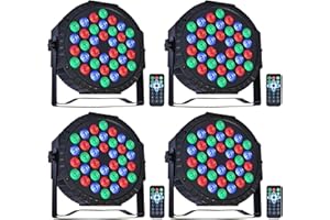 ZHENNBY Lumière de Scène Par LED 36 Lampe RGB Lumiere DJ Fête Eclairage de Scène DMX avec Télécommande Éclairage de Scène pour Disco Soiree Mariage Lumière d'ambiance Bar Noël Halloween - 4 pack