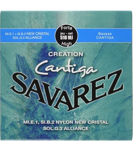 Cordes Guitare Classique Savarez Alliance Cantiga - Tension Haute, Bleu - Jeu 510AJH