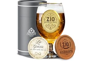 CROWNLY CRYSTAL® Bicchiere Birra Personalizzato - Regalo Per Zio Da Nipote - Tazza Compleanno - Idee Regalo Uomo