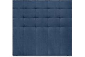 DHOME Cabecero, Cabezales de Cama Capitoné hasta el Suelo. Cabezal tapizado ACUALINE Tela y Polipiel. Cabeceros de Cama Matrimonio e Individual (Tela Azul, 145cm (Camas 120/135/140))