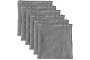 Linendo 100% Pure Linen Dinner Cloth Napkins 15 x 15 Inch Taupe Grey - Set of 6 Pack European Flax Natural Fabric Washable for Home and Kitchen