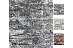 YU LI 3DH 3D Wall Panels Peel and Stick Foam 3D Brick Wallpaper Peel and Stick Faux Stone Wall Panel Self-Adhesive Wallpaper (10PCS, Black)