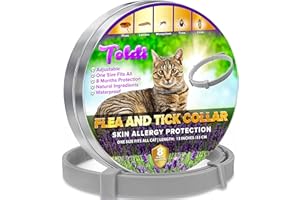 Collier Chat Ajustable - Traitement Anti-puces, Anti-Poux et Anti-tiques - Protection de Huit Mois - Imperméable - 33 cm - Gris - Toldi